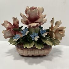 Antique Capodimonte Porcelain Roses Flower  Centerpiece N Crown Mark Stunning