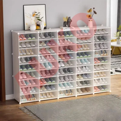 White Cube DIY Shoe Cabinet Rack Storage Portable Stackable Organiser Stand - image 1 of 4