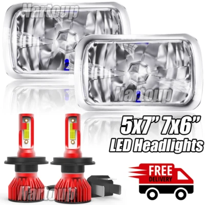 Pair White 5x7'' 7X6" LED Headlight DRL Headlamp Fit Mazda B2200 B2600 RX-7 Foto 1 de 4