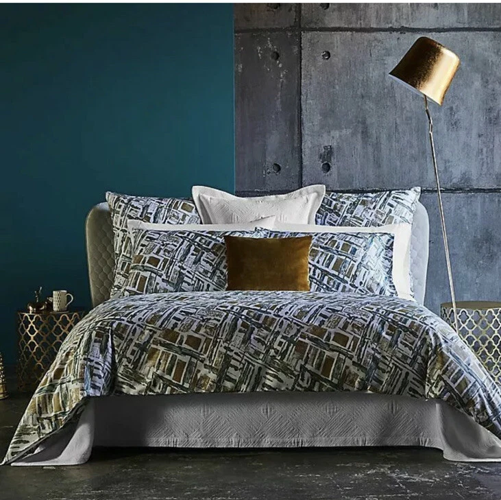 Funda nórdica Frette Home Malaquita Queen + Dos fundas Euro Verde Blanco Abstracto. ¡Nueva! Foto 1 de 4