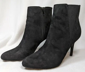 Womens Black Fashion Mid Ankle Boots Suede Stiletto Booties Size 7 Forever 21 - Picture 1 of 12