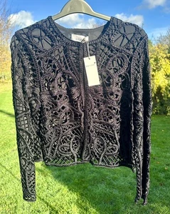 Stunning Per Una Heavy Black Lace Jacket Sz 14 RRP £99  BNWT - Picture 1 of 13