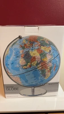 Globo meridiano completo Advantus de 12" con base de escritorio de metal plateado Foto 1 de 4
