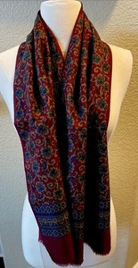 VTG Brooks Brothers 100% Wool Scarf Reversible Burgundy 12x54” - Picture 1 of 5