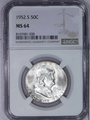 1952-S Franklin Half Dollar 50C NGC MS64 - Image 1 of 4