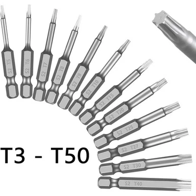 Magnetic Torx Screwdriver Bits T3/T4/T5/T6/T7/T8/T9/T10/T15/T20/T25/T27/T30/-T50 - Image 1 of 4