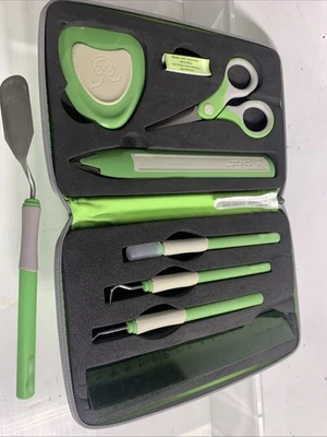 Cricut Provo Craft Green 8 Piece Zip Around Papercraft Tool Kit Carrying Case - Image 1 of 4