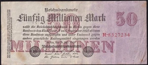 Germany 50 Million Mark 1923 Old Paper Money Hyperinflation Banknote Pick 98a VF - Picture 1 of 2