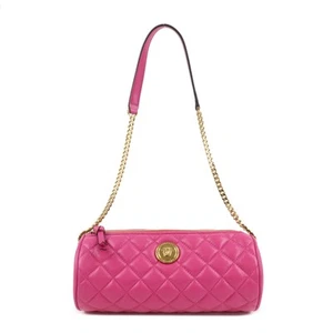 Auth GIANNI VERSACE Medusa Chain Shoulder Bag Hand Bag Gold HDW Pink Used F/S - Picture 1 of 24