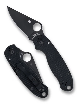 Spyderco Para 3 Salt Knife C223GMCBKP Black PlainEdge MagnaCut Blade Black G-10 - Image 1 of 3