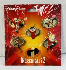 Disney Pins Pixar LOS INCREÍBLES 2 Pin Booster Pack 5 Pin Set NUEVO - Imagen 1 de 2