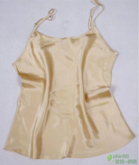 Women 100% Silk Spaghetti Strap Camisole Tank Top Vest Sleepwear M-2XL YM002 - Image 1 of 4
