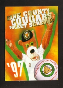 Kane County Cougars--1997 Pocket Schedule--Old Kent--Affiliato Marlins - Foto 1 di 2