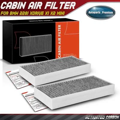 2x Activated Carbon Cabin Air Filter for BMW 228i xDrive Gran Coupe i3s X1 Mini - Image 1 of 4