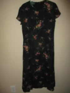 Ladies Lauren Ralph Lauren Black Salmon Floral 100% Silk Lined Maxi Dress 8P - Picture 1 of 4