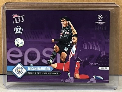 2023 TOPPS NOW #80 MICAH HAMILTON MANCHESTER CITY ROOKIE Purple Parallel 74/99 - Image 1 of 3