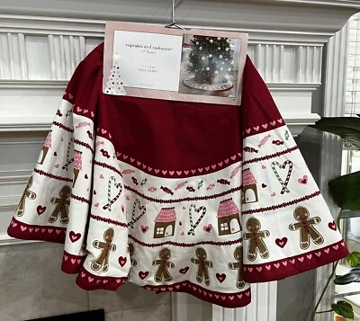 CUPCAKES & CASHMERE GINGERBREAD CHRISTMAS CANDY TREATS TREE SKIRT 52” VIRAL Tik - Image 1 of 3