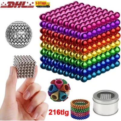 216tlg Starke Neodym Magnete Würfel Scheiben Kugeln Büro Basteln Bunt 8 Farben - Bild 1 von 4
