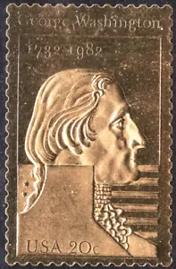 US 20c. 1982 WASHINGTON 250th 22kt GOLD stamp Foil Emboss Relief MNH VF - Picture 1 of 2