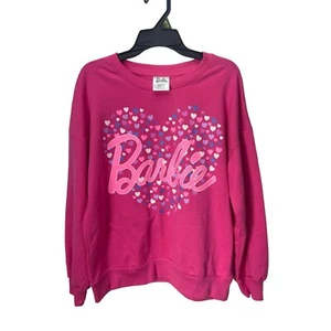 Barbie Girls Pink Heart Logo Long Sleeve Pull Over Sweatshirt Size XL - Picture 1 of 7