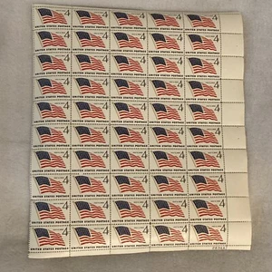 MINT 4 Cents U.S. Postage Flag July 4, 1959 50 Stamp Sheet Never Hinged - Picture 1 of 5