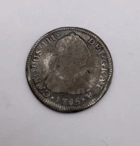 Moneda de Plata 1785 2 Reales España México Casa de la Moneda Ciudad de México Antigua Moneda Barco Pirata - Imagen 1 de 4