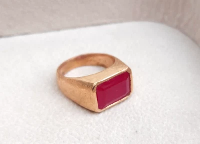 Red Ruby Men's Ring Handmade Copper Ring Men's Signet Healing Ring Men's Jewelry - Image 1 of 4