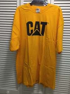 Caterpillar CAT Shirt Mens XXL Yellow Short Sleeve Cotton Casual Work Tee New - Picture 1 of 4