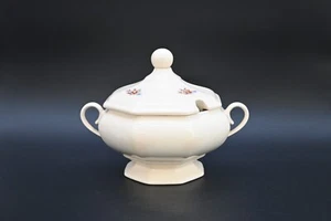 Vintage Soup Tureen White with Small Flowers Pottery Soup Tureen and Lid - Picture 1 of 9