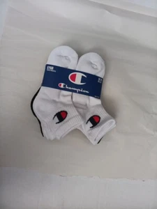 NWT Champion Youth Black And White Quarter Socks 8-Pairs 5Y-7Y - Picture 1 of 2