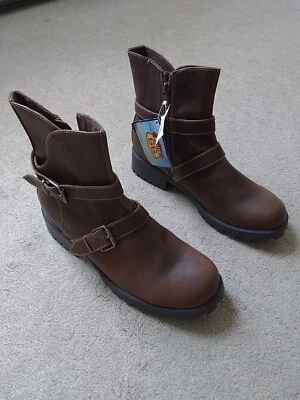 Route 66 MUJERES Marrón Diseño Cremallera Lateral Western Botines Talla 9 Foto 1 de 4