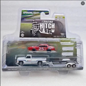 Greenlight 1:64 1986 Chevrolet C30 & Monte Carlo SS #25 & Flatbed Trailers Model - Picture 1 of 3