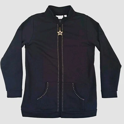 Quacker Factory Jacket Womens Black Roomy XS Bling Zipper Pull Gym Yoga Casual - Image 1 of 4