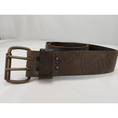 Cinturón Grueso Estampado Zapatos Cuero Marrón Años 90 Dr Martens Y2K Vintage XL Unisex 47" Foto 1 de 4