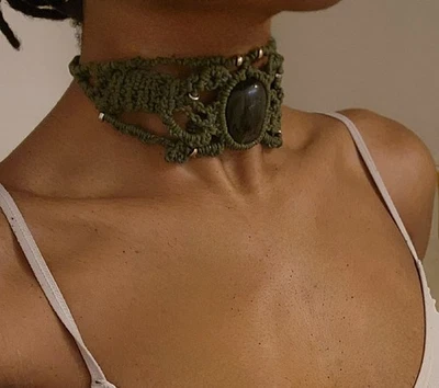 COLLIER Macramé Vintage Fait Main - Photo 1/4