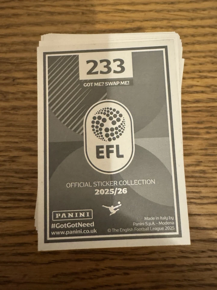 Pegatinas Panini EFL 2025/26 233-472 Foto 1 de 1