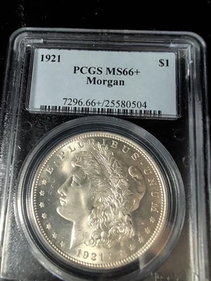 1921 Morgan Silver Dollar $1 PCGS MS66+  - 25580504 - Image 1 of 4