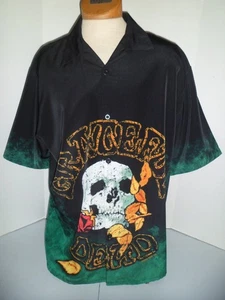 Grateful Dead Mens XL Green Skull Button Up Shirt by Dragonfly 2004 NWOT - Picture 1 of 4