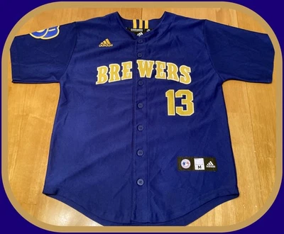 Milwaukee Brewers Zack Greinke Adidas Cooperstown Collection Youth Medium Jersey - Image 1 of 4