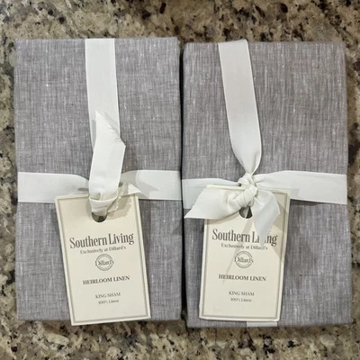 "Almohada Southern Living Heirloom King gris falso 20"" X 36"" 100 % lino" Foto 1 de 4