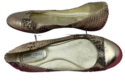 JIMMY CHOO Size 9 ,WHIRL Python ballet flat shoes cap toe snakeskin - Image 1 of 4