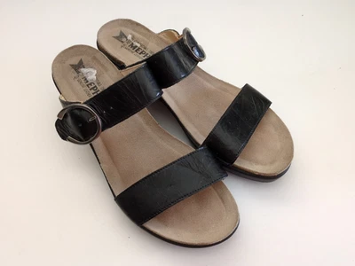 Mephisto Air Relax Wedge Leather Slide Sandals Black Size 40, US 9-9.5     (KS7) - Image 1 of 4