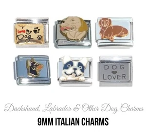 Dogs & Dog Breeds Italian Charm - Fits 9mm classic Italian charm bracelets - Picture 1 of 5