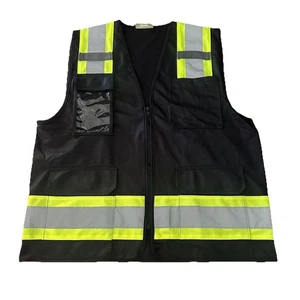 Chaleco de Trabajo Reflectante con Cremallera de Alta Visibilidad de Seguridad - Supervisor de Seguridad Grande - Imagen 1 de 5