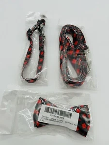 Kariertes Hundehalsband & Leine Set - mittelgroß mit Fliege, verstellbar - Bild 1 von 9