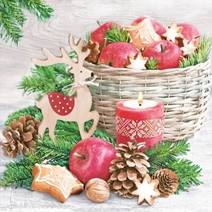 (2) Christmas Decoupage Paper Napkins Holiday Apples Craft Luncheon Napkin - TWO - Picture 1 of 8