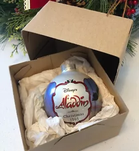 RARE 1993 Disney's Aladdin Glass Christmas Ornament 3 1/4" Round EUC - Picture 1 of 10