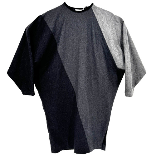 Abito vintage Genny lana midi taglia 6 grigio blocco colore raro anni 80 Versace goth scuro