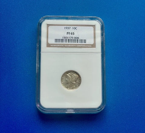1937 10c NGC Certified PROOF 65 - Gem - Mercury Dime Cover