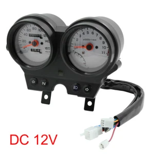 DC 12V Black Shell Dual Odometer Tachometer Speedometer Cluster for Motorcycle - Picture 1 of 5